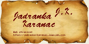 Jadranka Karanac vizit kartica